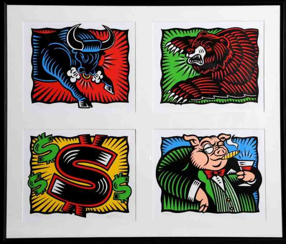 Burton Morris – Herd on the Street Portfolio Set – Silkscreen on Museum Board