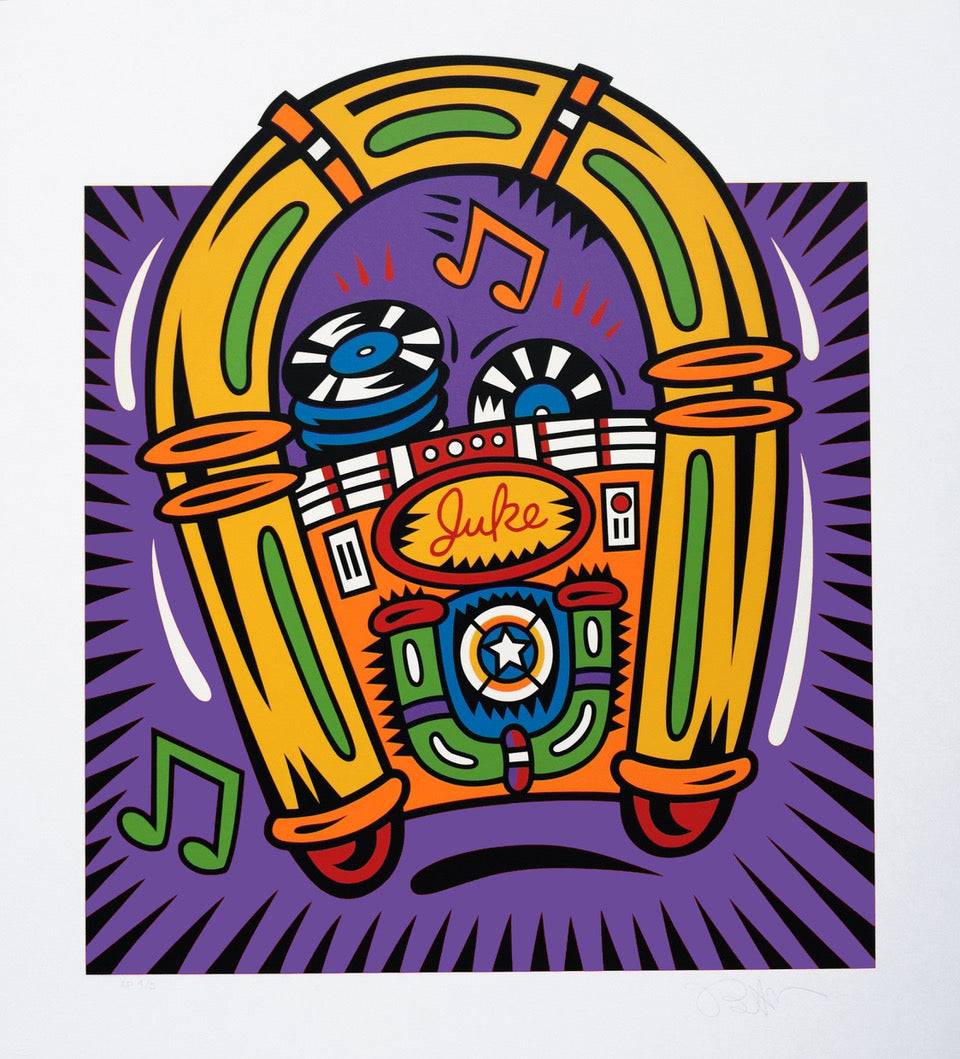 Burton Morris – Jumpin’ Jukes – 3-D Pop-Out Silkscreen, Edition of 30