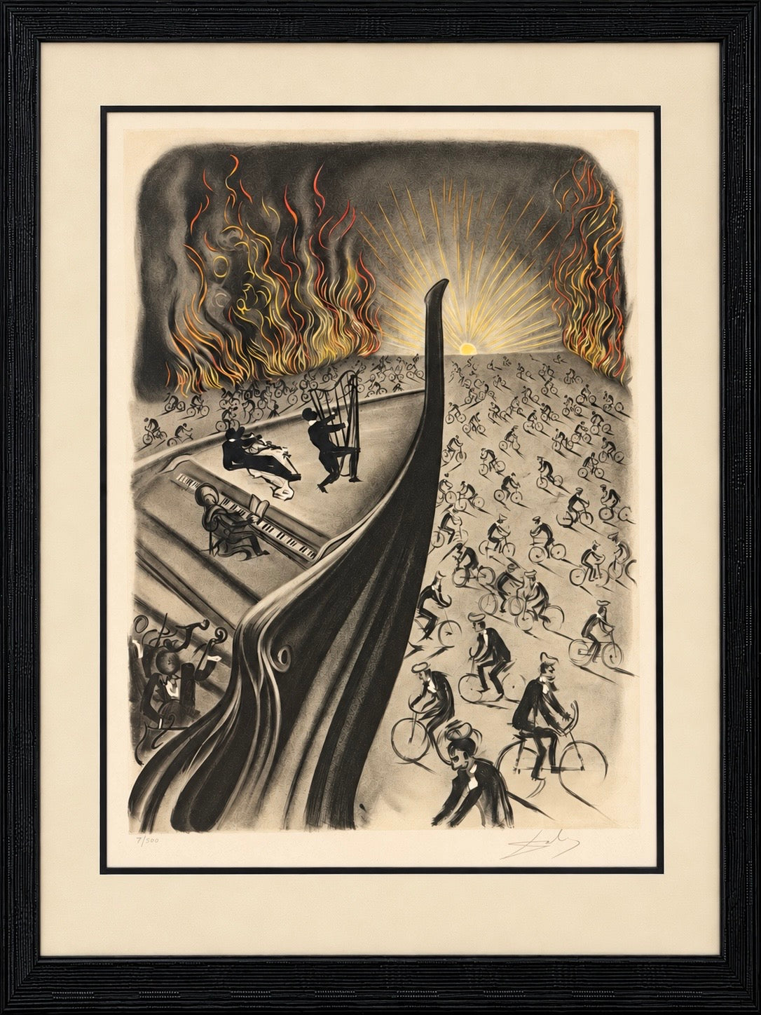 Salvador Dalí — Symphony Bicyclette, 1970, framed color lithograph